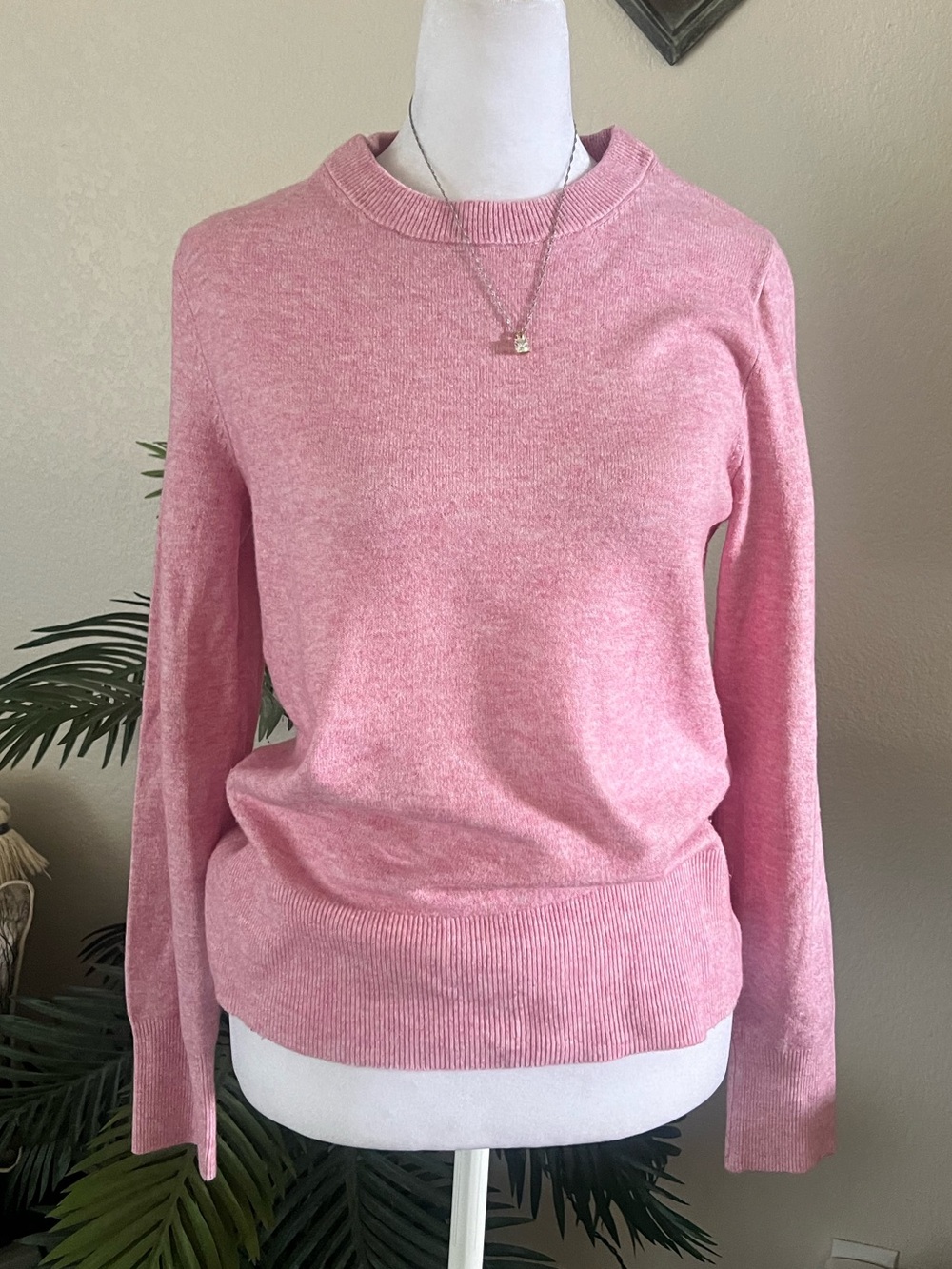 a new day Cozy Soft Heathered Pink Crewneck Sweater